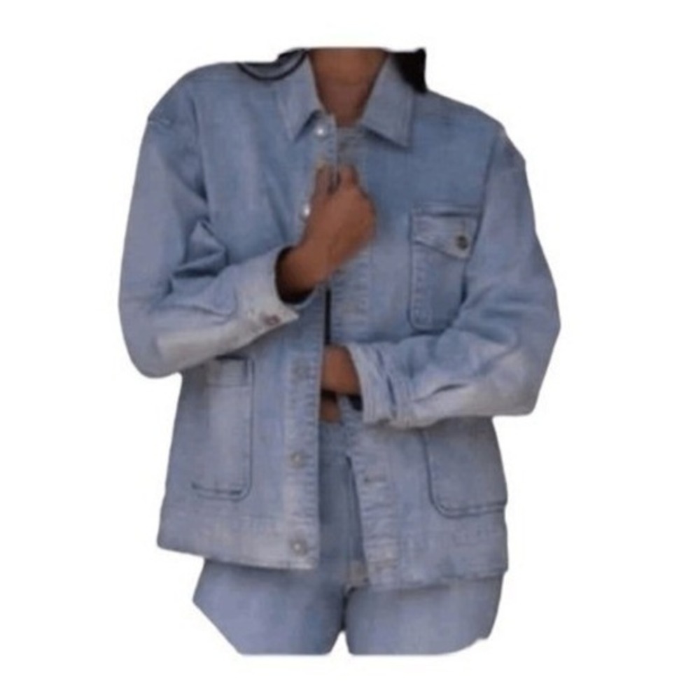 LNDN London Denim Sun Washed Oversized Denim Barn Jacket Light Wash S